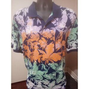 Nautica Blue Sail XXL 2XL Men's Multicolor Floral Hawaiian Tropical Polo Shirt